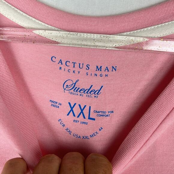 NWT Cactus Man Ricky Singh Super soft Sueded tee T-Shirt V-Neck Size XXL - Picture 5 of 7